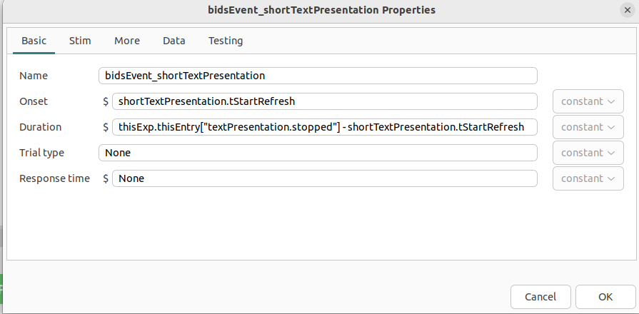Event Properties