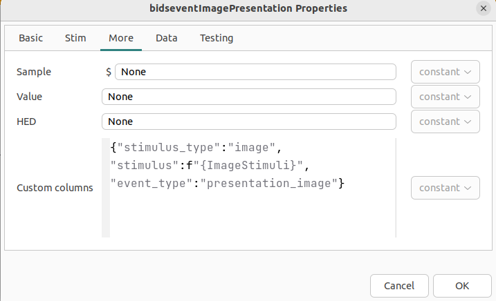 custom columns of image bids event